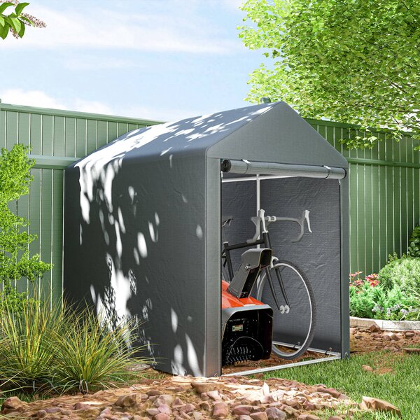 Outsunny 1.2 x 1.8m Garden Storage Shed Tent, Portable Shed with Roll-up Door for Motorcycle, Bike, Garden Tools