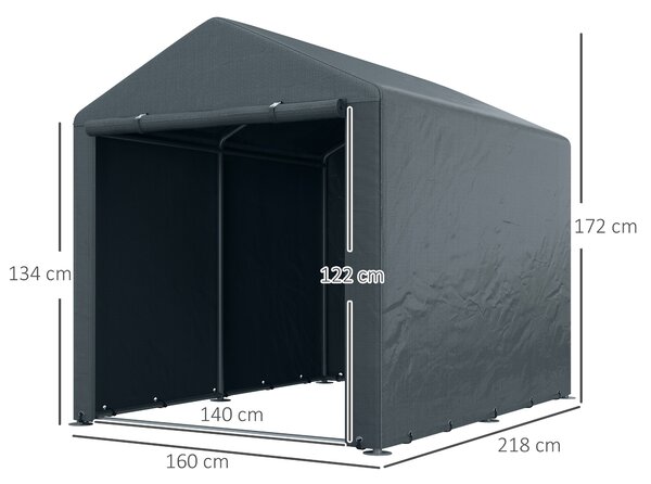 Outsunny 1.6 x 2.2m Garden Storage Shed Tent, with Accessories - Dark Grey
