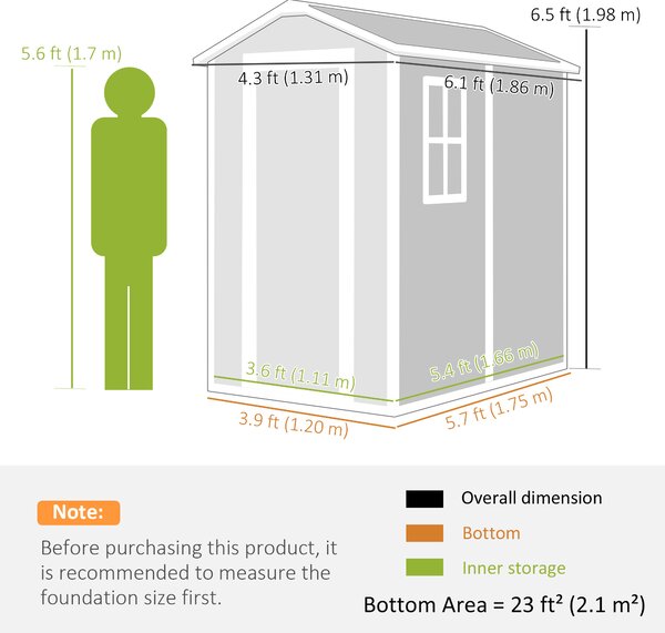 Outsunny 4x6ft Outdoor Storage Shed with Built-In Floor, Lockable Door, Windows & Vents for Garden Tools, Grey Aosom UK