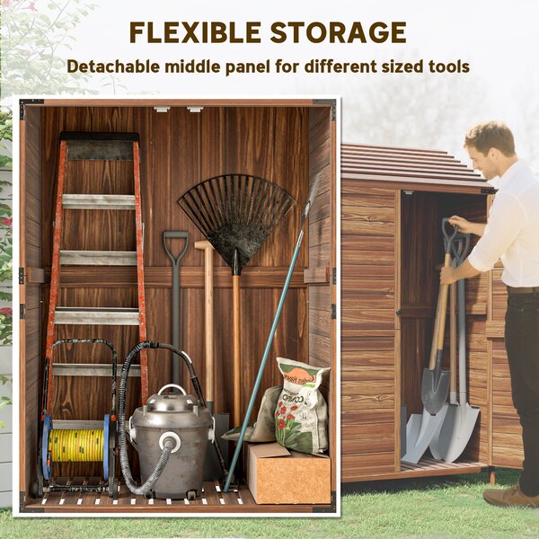 Outsunny 59 x 103.5 cm Two-Tier Wooden Garden Shed - Brown