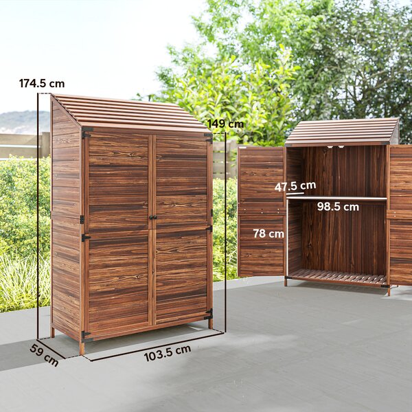 Outsunny 59 x 103.5 cm Two-Tier Wooden Garden Shed - Brown