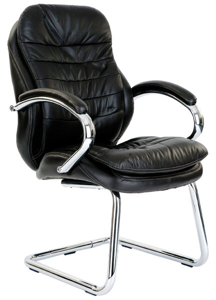 Nairn Black Leather Faced Visitor Chair, Black