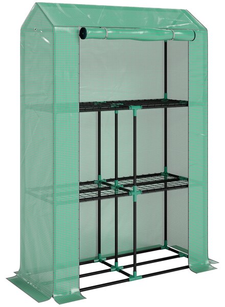 Outsunny 40 x 100cm Three Shelf Steel Frame Greenhouse - Green