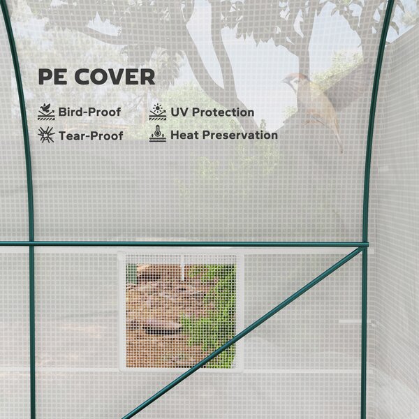 Outsunny Heavy Duty Polytunnel, Walk in Polytunnel Greenhouse with Door & Windows, Galvanised Steel Frame, 200W x 245D x 198H cm Aosom UK