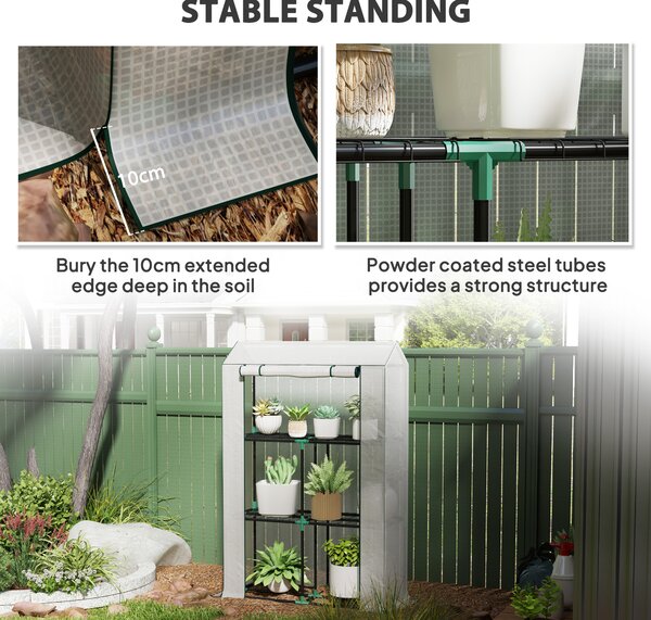 Outsunny 40 x 100cm Three Shelf Steel Frame Greenhouse - White