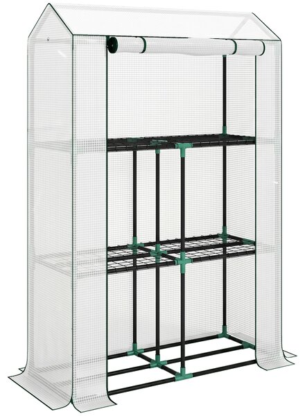 Outsunny 40 x 100cm Three Shelf Steel Frame Greenhouse - White