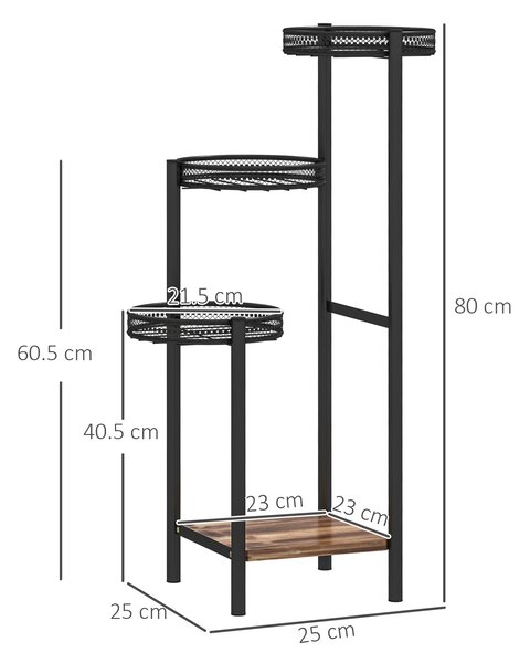 Outsunny Four-Tier Steel Plant Stand - Black