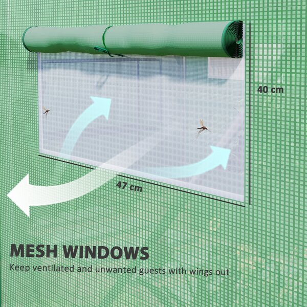 Outsunny 13 x 9.8ft Walk-in Greenhouse, Heavy Duty Polytunnel with Steel Frame, Light-Resist & Windproof Cover, Green Aosom UK
