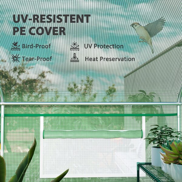 Outsunny 13 x 9.8ft Walk-in Greenhouse, Heavy Duty Polytunnel with Steel Frame, Light-Resist & Windproof Cover, Green Aosom UK