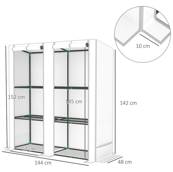 Outsunny Three-Tier Mini Greenhouse - White