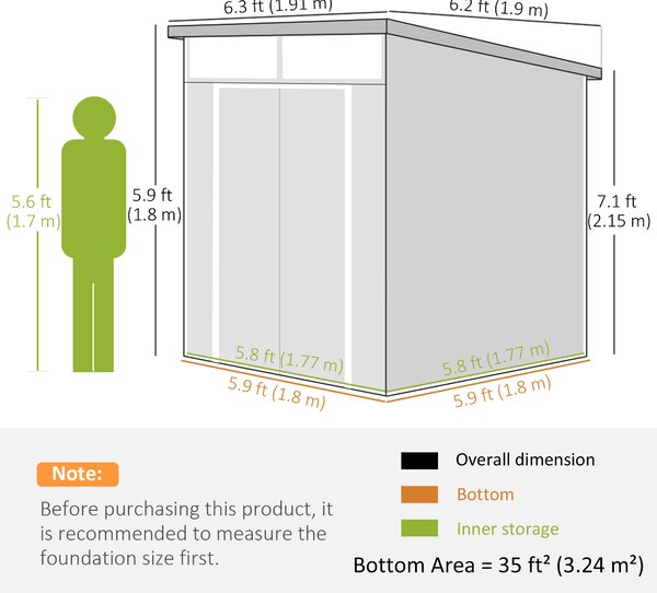 Outsunny 6 x 6ft Outdoor Garden Shed with Latch Doors, Windows and Air Vents, Resin Tool Shed for Garden & Patio, Light Grey Aosom UK