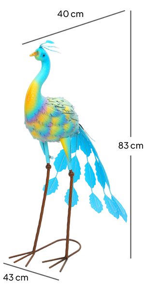 Outsunny Peacock Garden Statue, Standing Garden Ornament, Metal Garden Gift with Stakes for Patio Pond Landscape Decoration, Multi-Colour