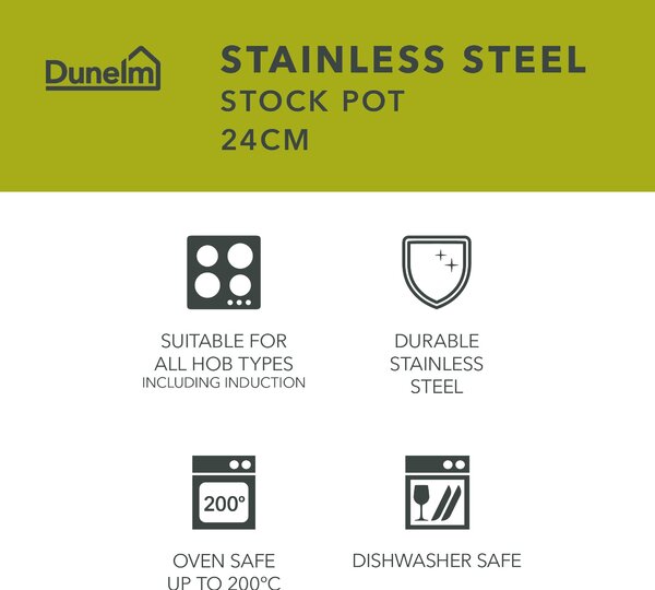 Essentials Stainless Steel Stock Pot, 24cm