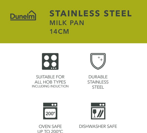 Essentials Stainless Steel Milk Pan, 14cm