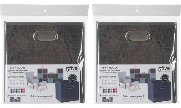 Mix and Modul Set of 2 Linen Effect Cube Storage Boxes