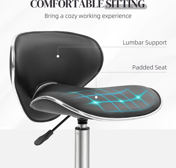 HOMCOM Adjustable Rolling Swivel Beauty Salon Chair, Stool for Spa, Black Aosom UK