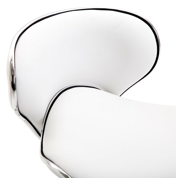 HOMCOM PU Leather Rolling Swivel Salon Chair Salon Stool with Backrest White