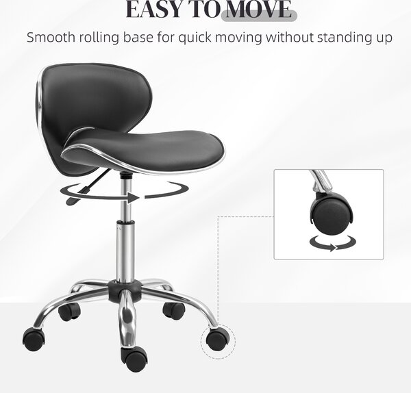 HOMCOM Adjustable Rolling Swivel Beauty Salon Chair, Stool for Spa, Black Aosom UK