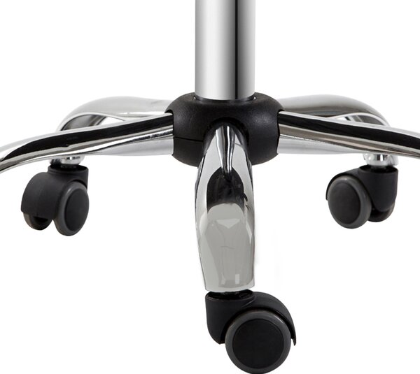 HOMCOM PU Leather Rolling Swivel Salon Chair Salon Stool with Backrest White