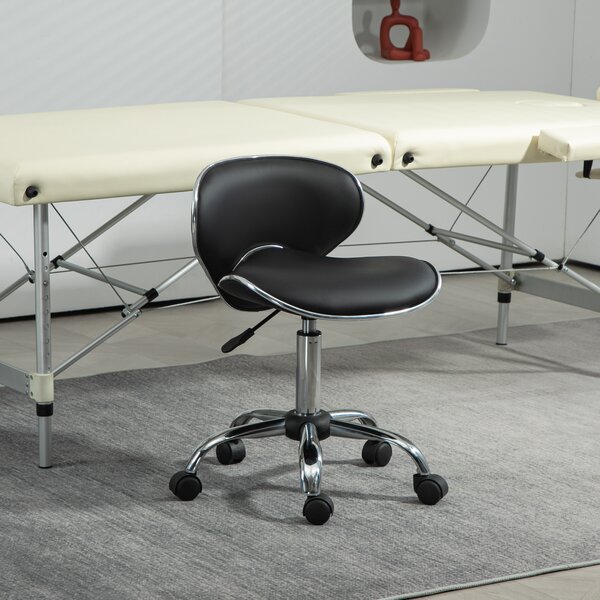 HOMCOM Adjustable Rolling Swivel Beauty Salon Chair, Stool for Spa, Black Aosom UK
