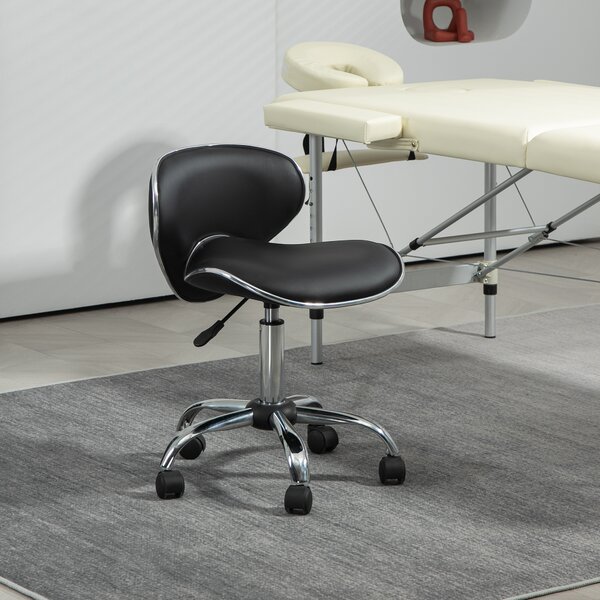 HOMCOM Adjustable Rolling Swivel Beauty Salon Chair, Stool for Spa, Black Aosom UK