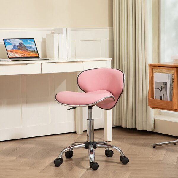 HOMCOM Adjustable Rolling Swivel Beauty Salon Chair, Stool for Spa, Pink Aosom UK