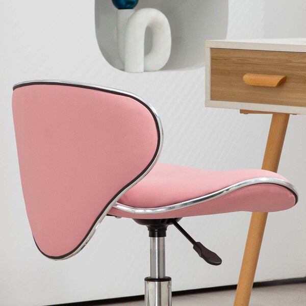 HOMCOM Adjustable Rolling Swivel Beauty Salon Chair, Stool for Spa, Pink Aosom UK