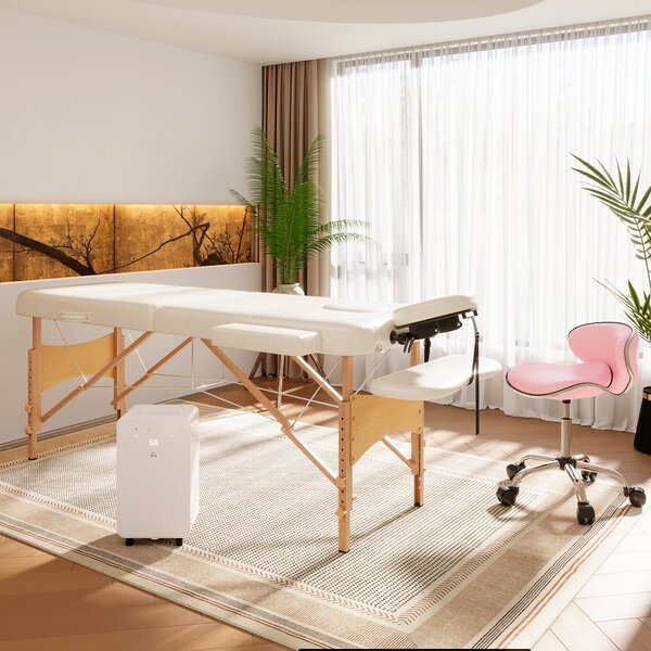 HOMCOM Adjustable Rolling Swivel Beauty Salon Chair, Stool for Spa, Pink Aosom UK