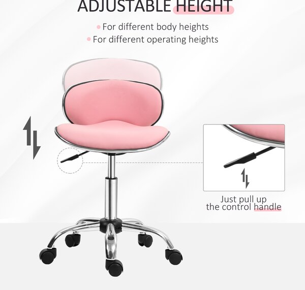 HOMCOM Adjustable Rolling Swivel Beauty Salon Chair, Stool for Spa, Pink Aosom UK