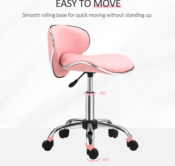 HOMCOM Adjustable Rolling Swivel Beauty Salon Chair, Stool for Spa, Pink Aosom UK