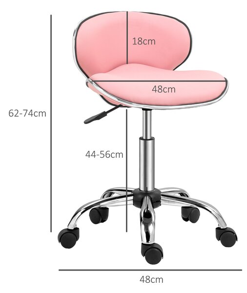 HOMCOM Adjustable Rolling Swivel Beauty Salon Chair, Stool for Spa, Pink Aosom UK
