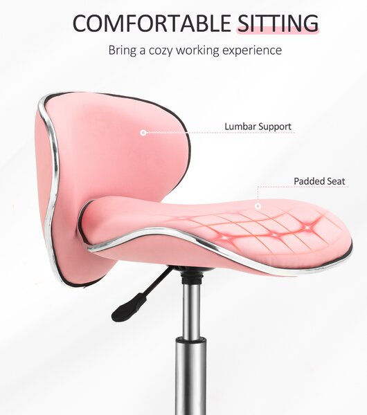HOMCOM Adjustable Rolling Swivel Beauty Salon Chair, Stool for Spa, Pink Aosom UK