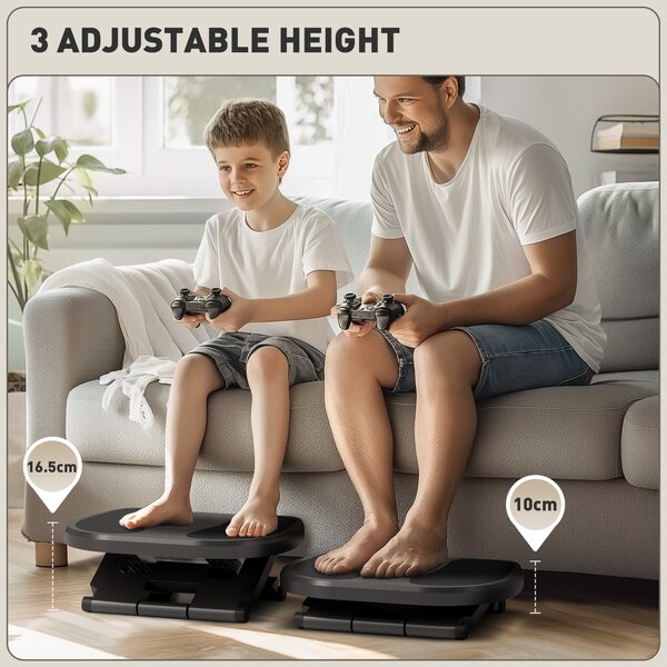 HOMCOM 0-30° Three-Height Under-Desk Support Footrest - Grey
