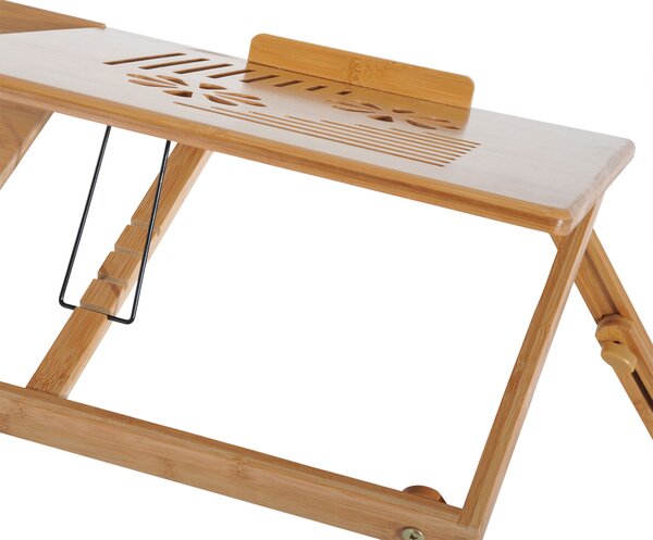 HOMCOM Foldable Laptop Desk Portable Bamboo Laptop Desk with Drawer Aosom UK