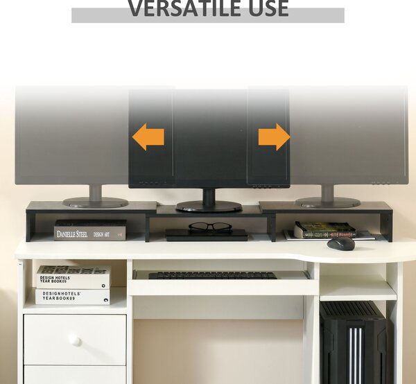 Vinsetto Dual Monitor Stand Riser with Adjustable Length and Angle, Screen Riser for Laptop, Computer, PC, Printer, TV, Black Aosom UK