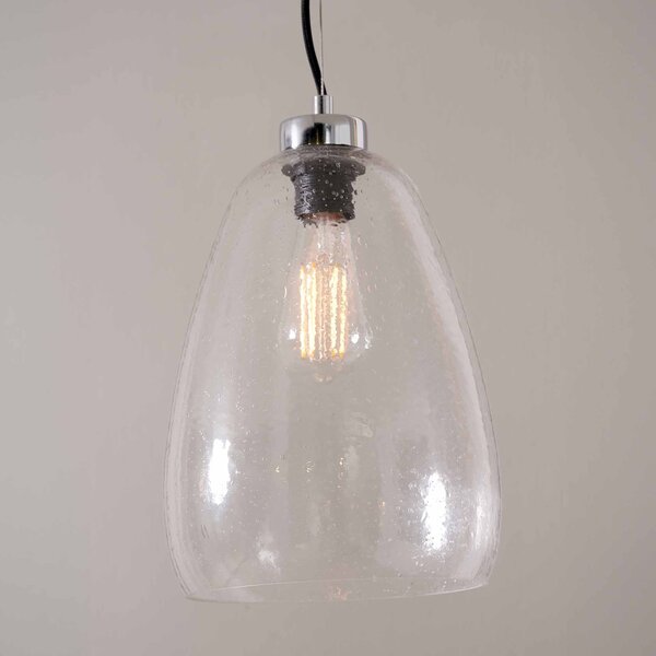 Beja Organic Shape Tall Clear Bubble Glass Pendant Light