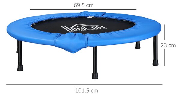 Soozier Φ100cm Foldable Mini Fitness Trampoline Home Gym Yoga Exercise Rebounder Indoor Outdoor Jumper w/ Safety Pad, Blue and Black