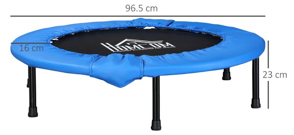 Soozier Φ96cm Foldable Mini Fitness Trampoline Home Gym Yoga Exercise Rebounder Indoor Outdoor Jumper w/ Safety Pad, Blue and Black