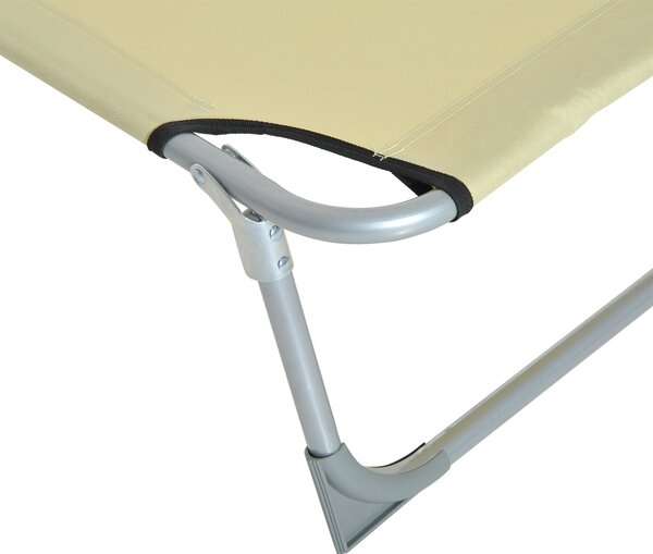 Outsunny Portable Sun Lounger, Adjustable, Oxford Cloth Fabric, Foldable for Easy Storage, Beige