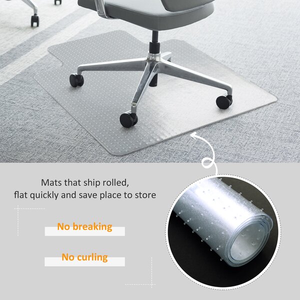 HOMCOM Office Carpet Protector Chair Mat Clear Spike Non Slip Chairmat Frosted Lipped Aosom UK