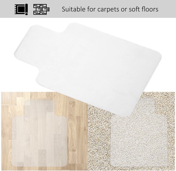 HOMCOM Office Carpet Protector Chair Mat Clear Spike Non Slip Chairmat Frosted Lipped Aosom UK