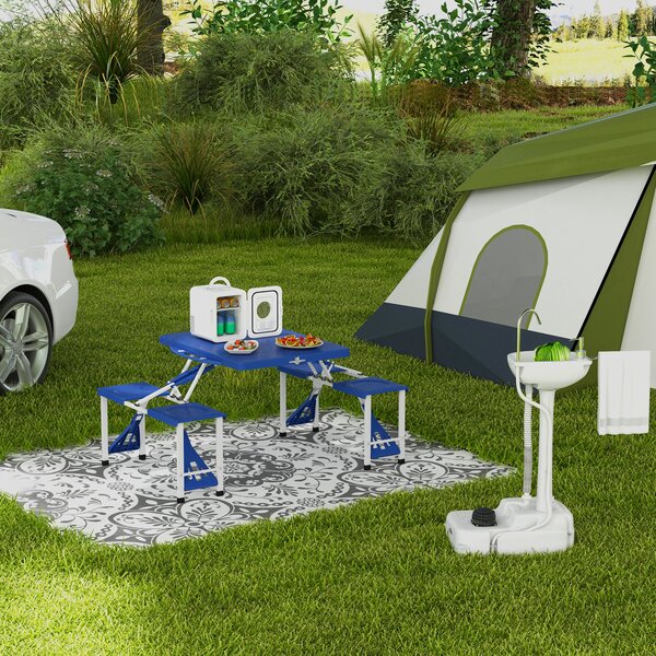 Outsunny Portable Outdoor Sink with Soap Dispenser, Towel Holder, HDPE Construction, White Aosom UK