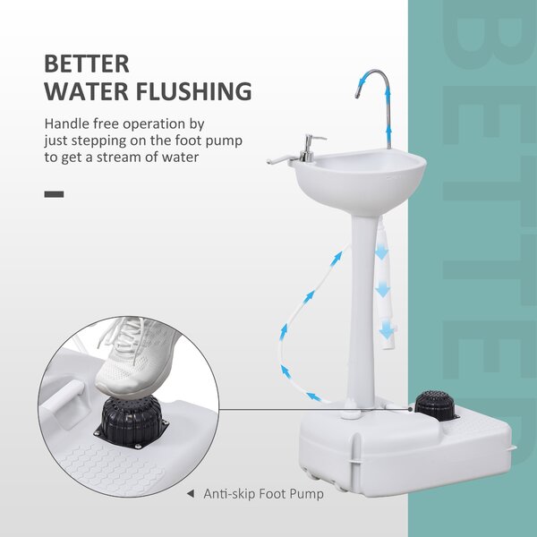 Outsunny Portable Outdoor Sink with Soap Dispenser, Towel Holder, HDPE Construction, White Aosom UK