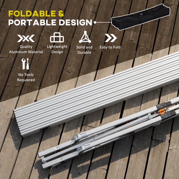Outsunny Aluminium Portable Folding Picnic Table 4FT, Roll Up Top with Mesh Layer Rack, Ideal for Camping BBQ, Includes Carrying Bag Aosom UK