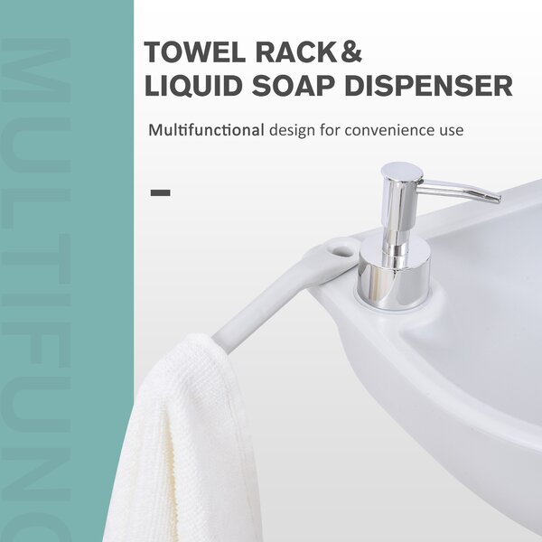 Outsunny Portable Outdoor Sink with Soap Dispenser, Towel Holder, HDPE Construction, White Aosom UK
