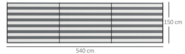 Outsunny 5 Pole Camping Windbreaks, Beach Wind Shield Shelter w/ Carry Bag and Steel Poles, Caravan Privacy Shield, 540cm x 150cm, Grey
