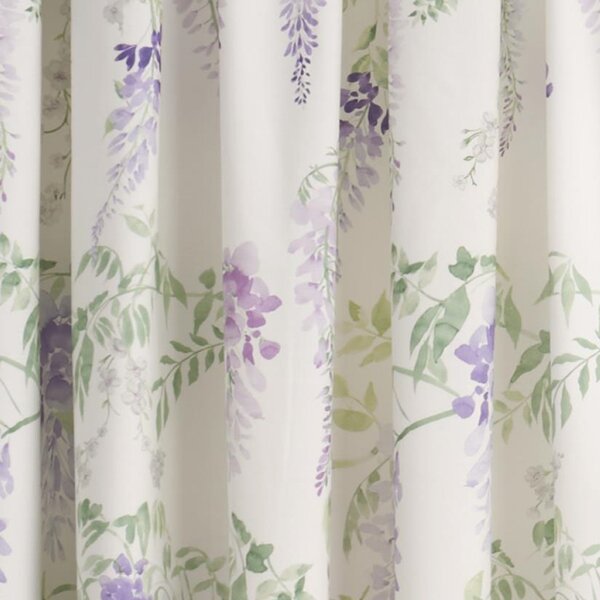 Wisteria Lilac 168 x 183cm Pencil Pleat Curtains With Tie Backs