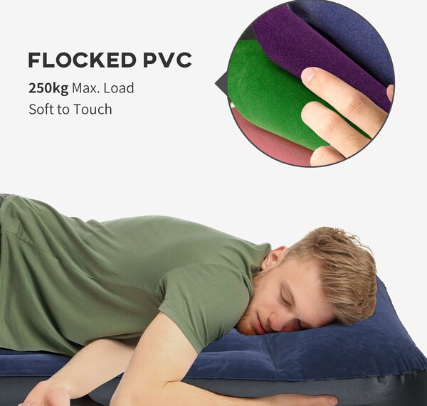 Outsunny Queen Inflatable Air Mattress with Built-in Electric Pump, Integrated Pillow for Comfortable Sleep Aosom UK