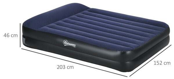 Outsunny Queen Inflatable Air Mattress with Built-in Electric Pump, Integrated Pillow for Comfortable Sleep Aosom UK