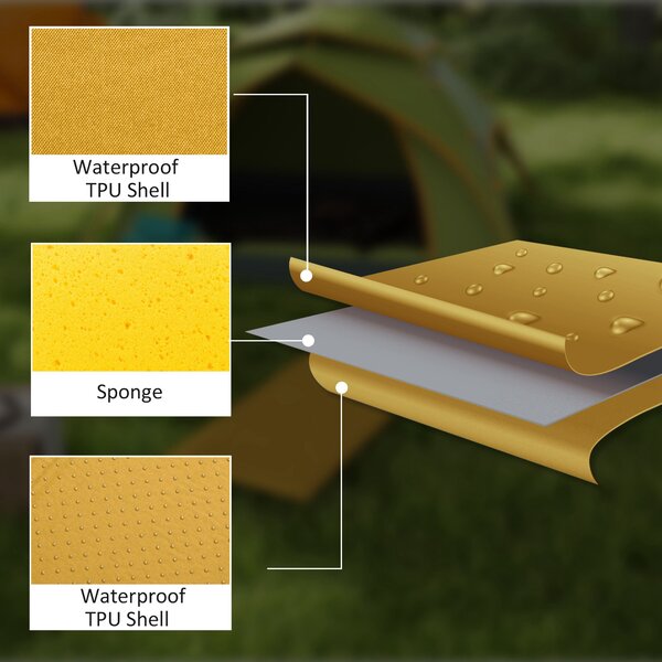 Outsunny Single Inflatable Mattress Sleeping Pad, Self-Inflating, Khaki Aosom UK